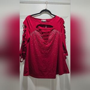 NEXTMIA top women 14 Red SPARKLY cutout